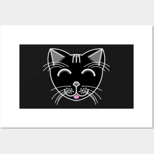 Happy Cat 1 (Black) Posters and Art